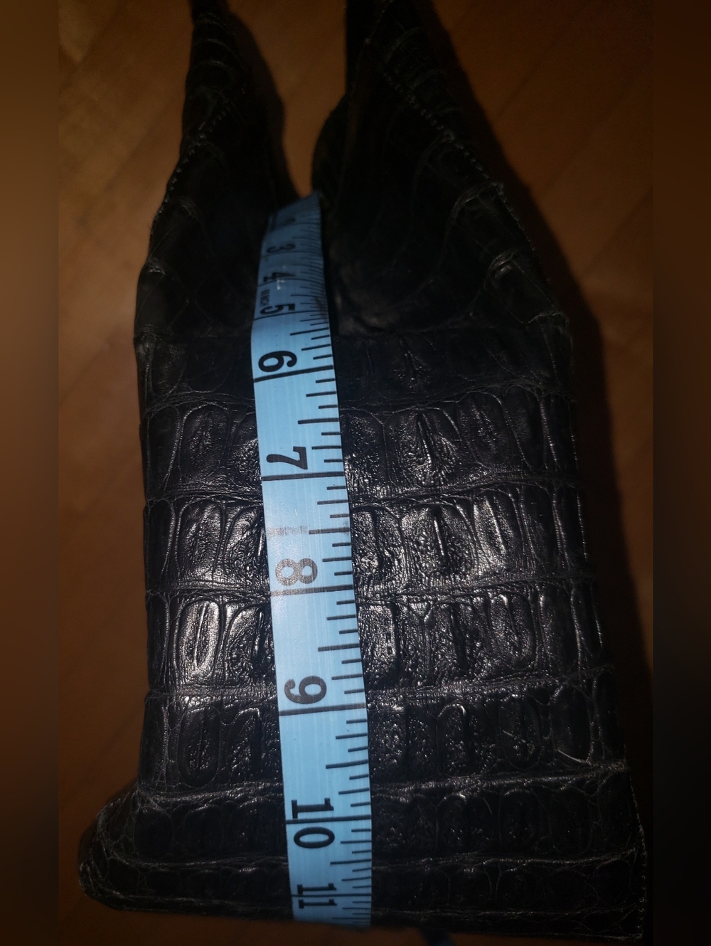 Genuine Caiman Crocodile Skin Large Black Tote Cream Suede Lining Handbag - Picture 16 of 16